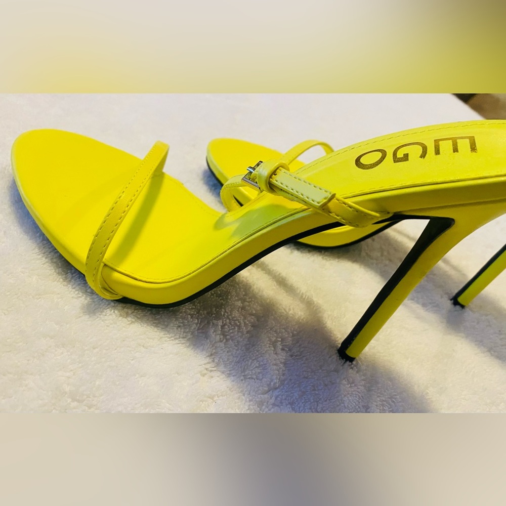 EGO Neon Yellow Strappy Stiletto Heels